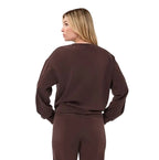 EsQualo Knot Detail Modal Sweater in Biscuit back view showing the relaxed long-sleeve silhouette
