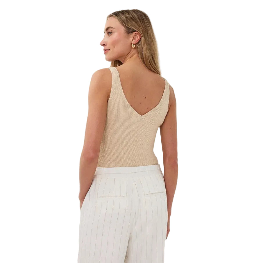 Esqualo Ribbed Lurex Singlet Sand back view
