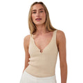 Esqualo Ribbed Lurex Singlet Sand front view