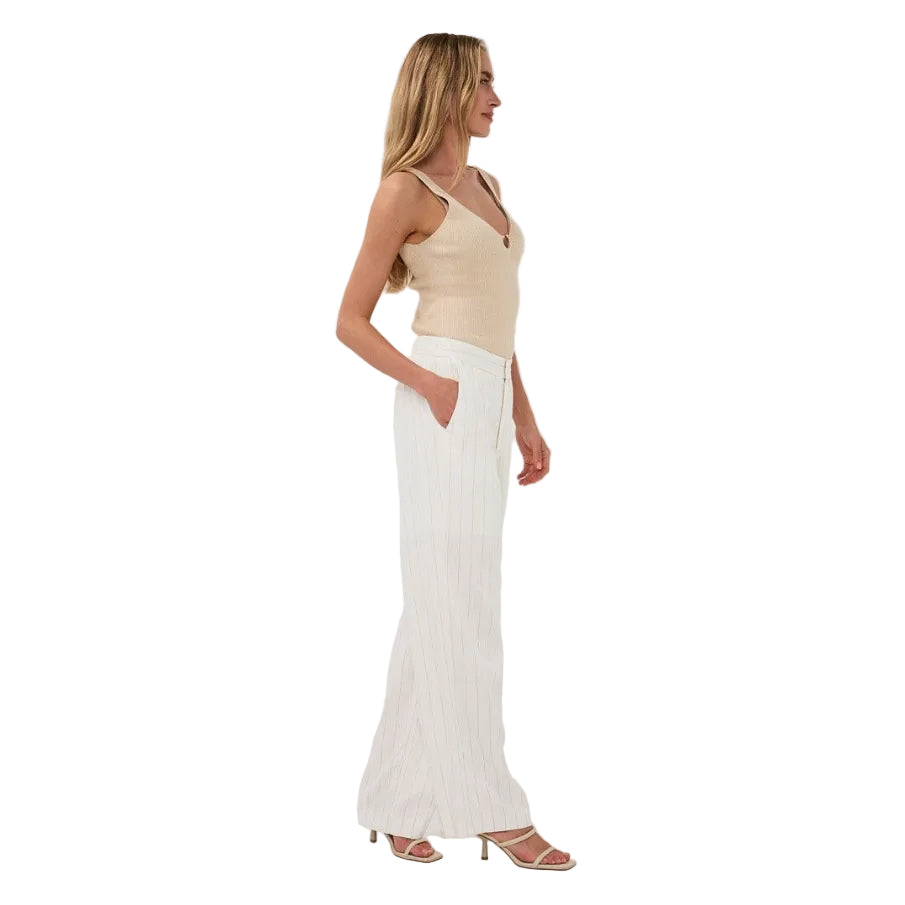 Esqualo Ribbed Lurex Singlet Sand full body view