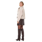 EsQualo Short Coat in Biscuit back view showing the short wool-blend silhouette