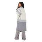 EsQualo Stripe Cardigan in Grey Melange back view