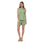 Esqualo Tropical Print Top front view showcasing the vibrant tropical print and flattering silhouette