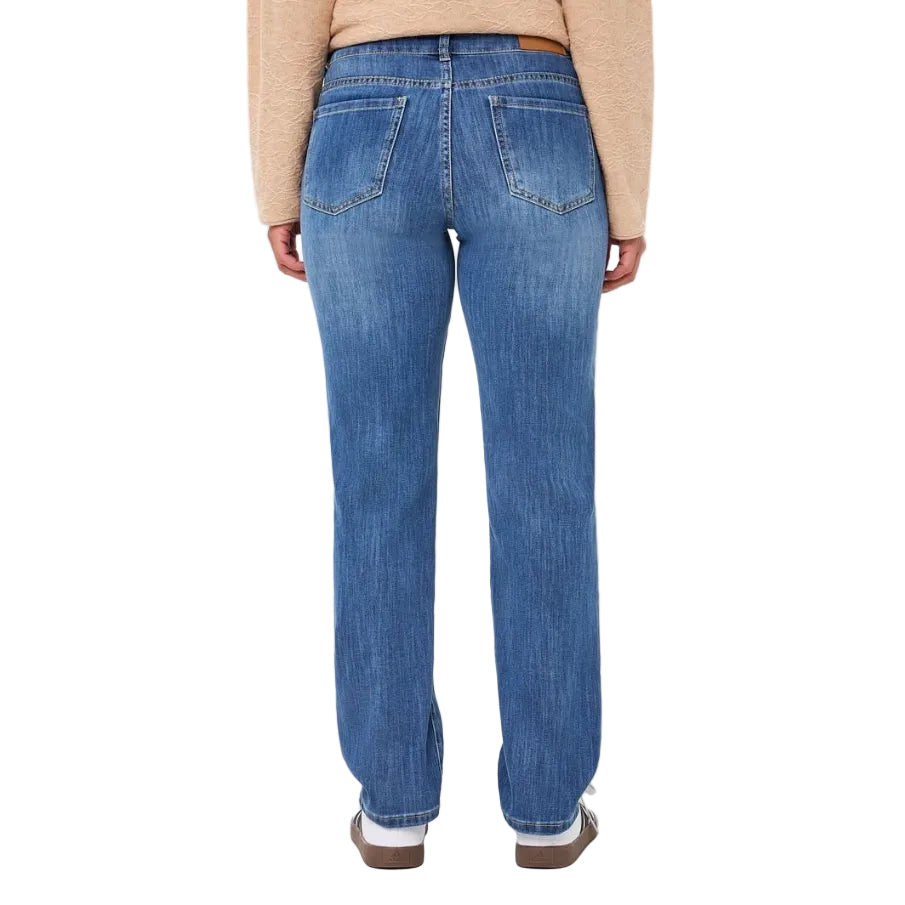 EsQualo Women's Straight Denim Jeans in Jeans Blue back view