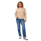 EsQualo Women's Straight Denim Jeans in Jeans Blue front view