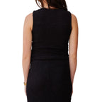 EsQualo Bubble Flower Singlet in Black back view in Black