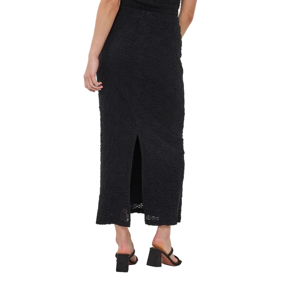 EsQualo Bubble Flower Skirt in Black back view