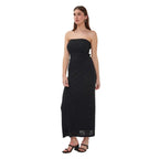 EsQualo Bubble Flower Skirt in Black front view