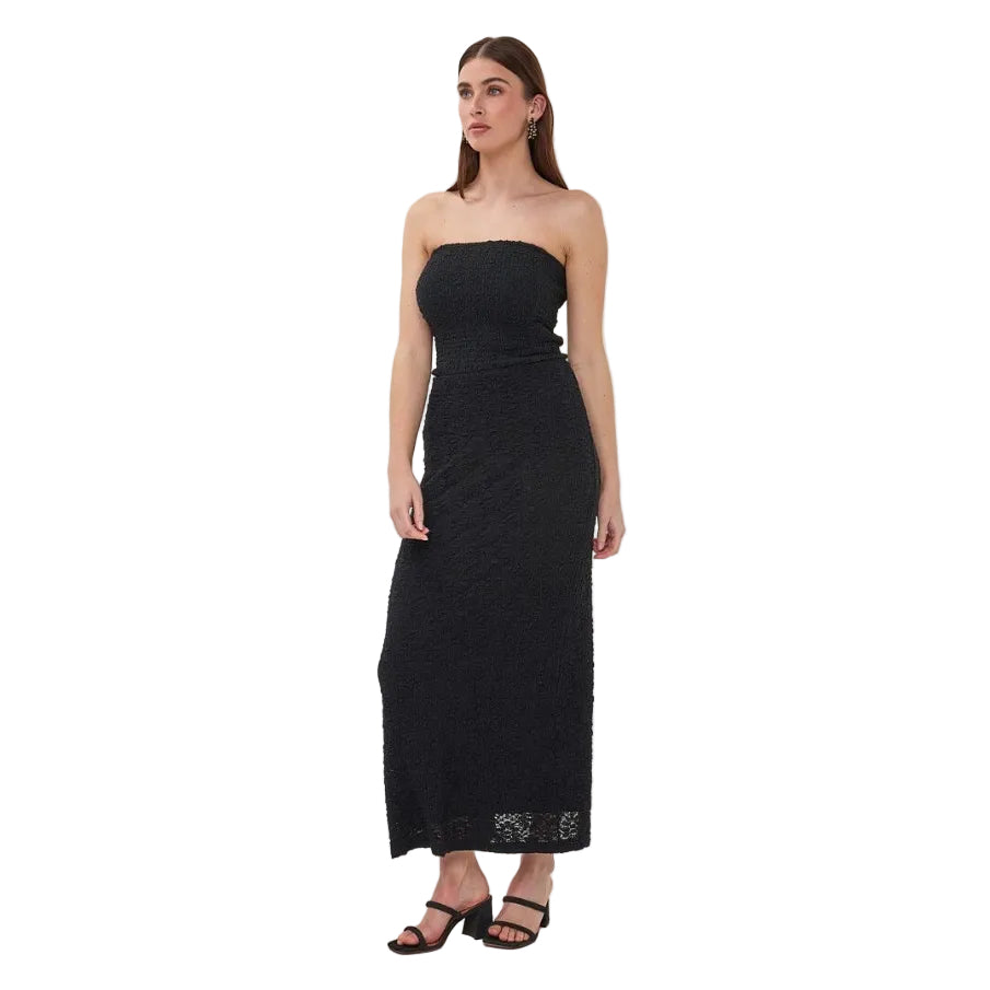 EsQualo Bubble Flower Skirt in Black front view