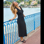 Model wearing EsQualo Bubble Flower Skirt in Black