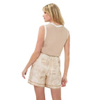 Back View of model wearing Esqualo Contrast Rib Knit Sleeveless Top