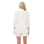 EsQualo Linen Striped Blazer in Off White Sand back view