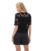 Esqualo Short Sleeve Crotchet Cardigan Back View