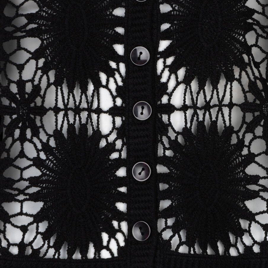 Esqualo Short Sleeve Crochet Cardigan Detail View