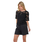 Esqualo Short Sleeve Crochet Cardigan Front View
