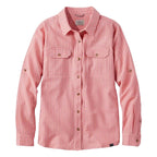 ExOfficio No Fly Zone Seersucker Explorer Shirt Plaid in Dark Salmon front view