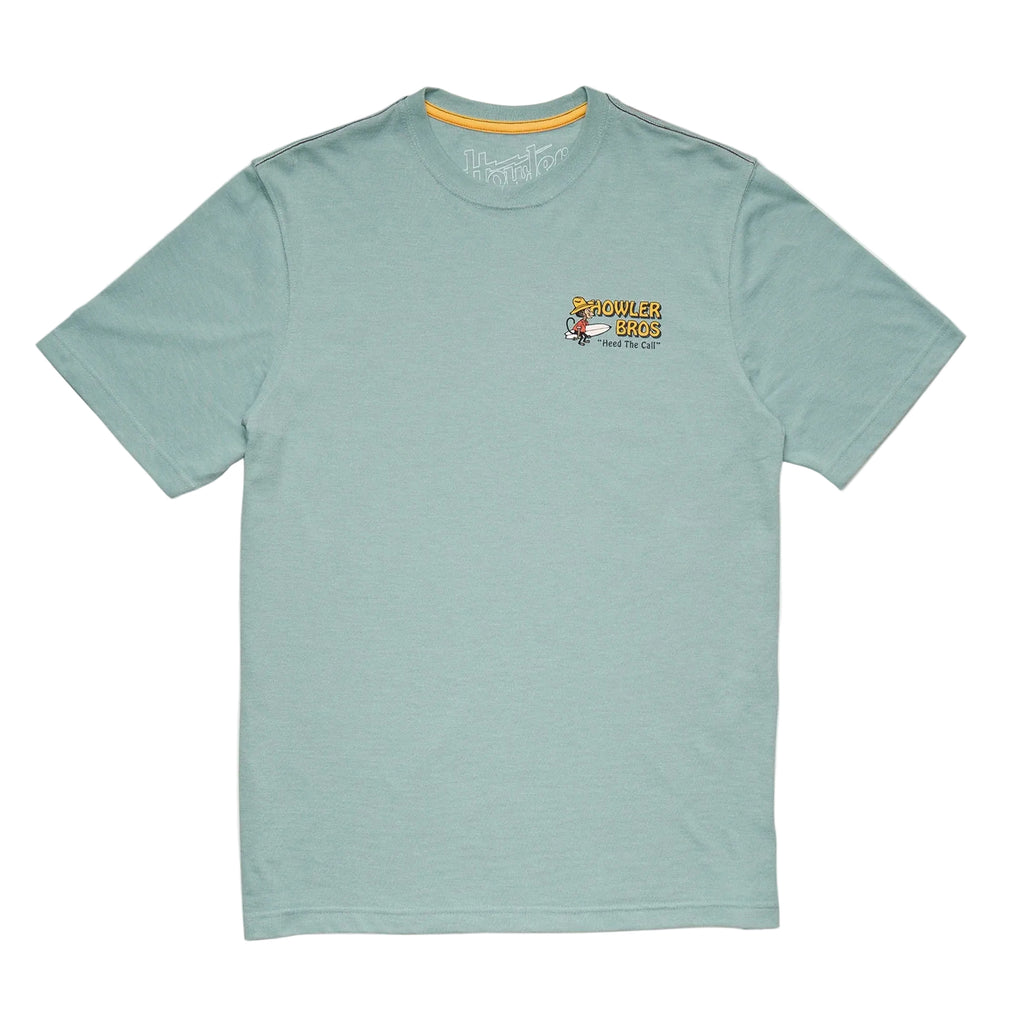 Howler Bros El Monito Surfs Tee in Riviera Blue front view