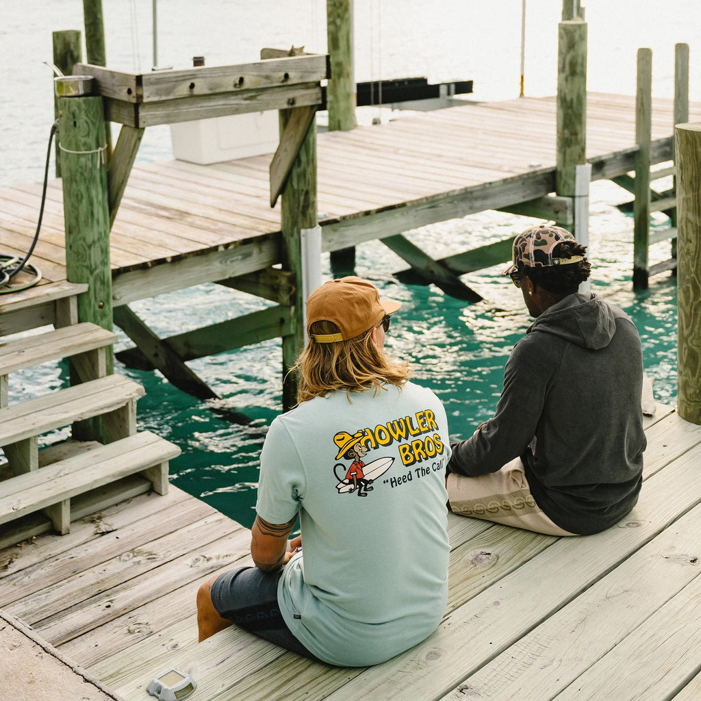 Howler Bros El Monito Surfs Tee in Riviera Blue lifestyle image