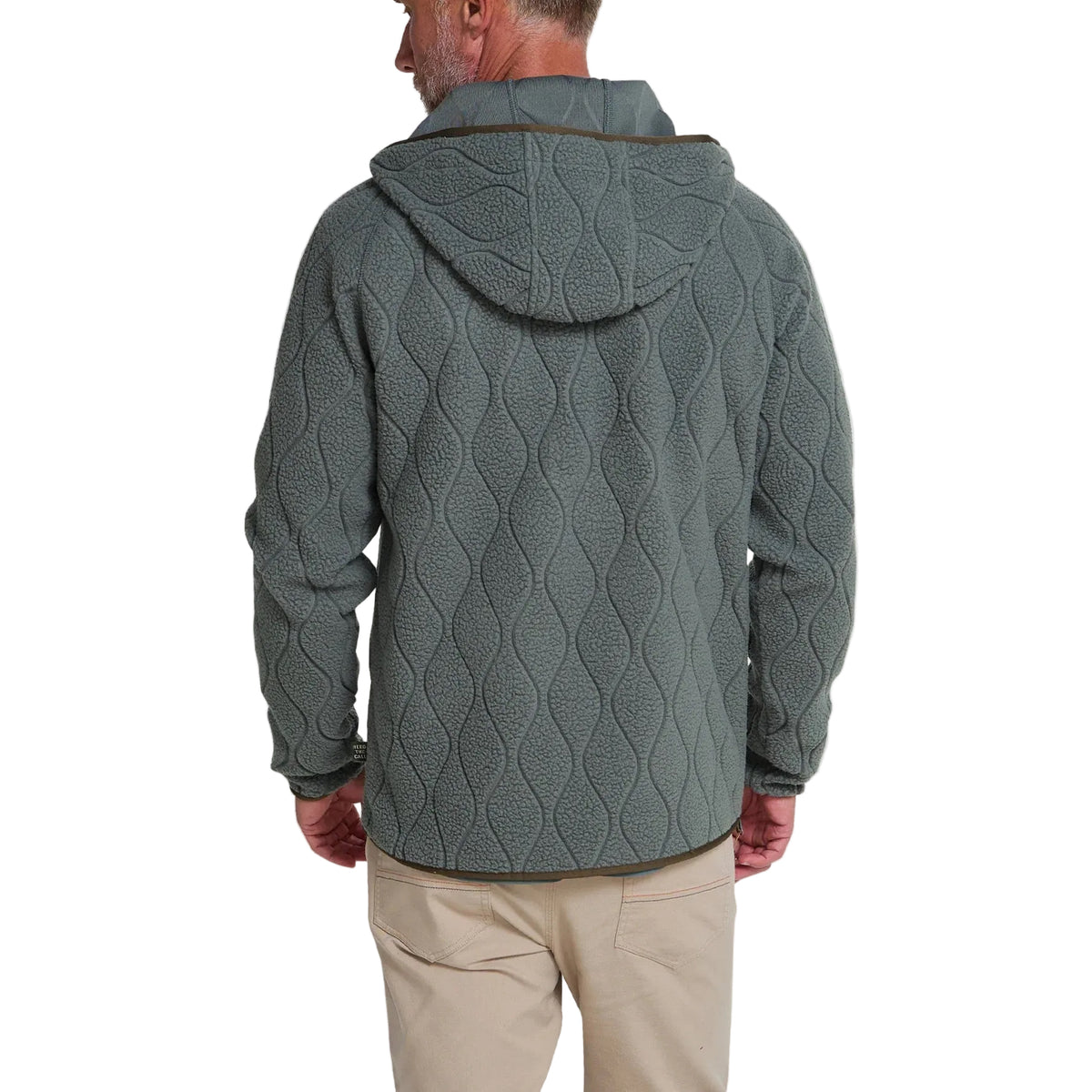 Back view of Howler Brothers Chisos Hooded Pullover in Capillary Waves Stormy Sea