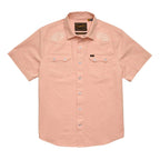 Howler Brothers Crosscut Deluxe Snapshirt in Seagrass Coral Oxford cotton blend front view