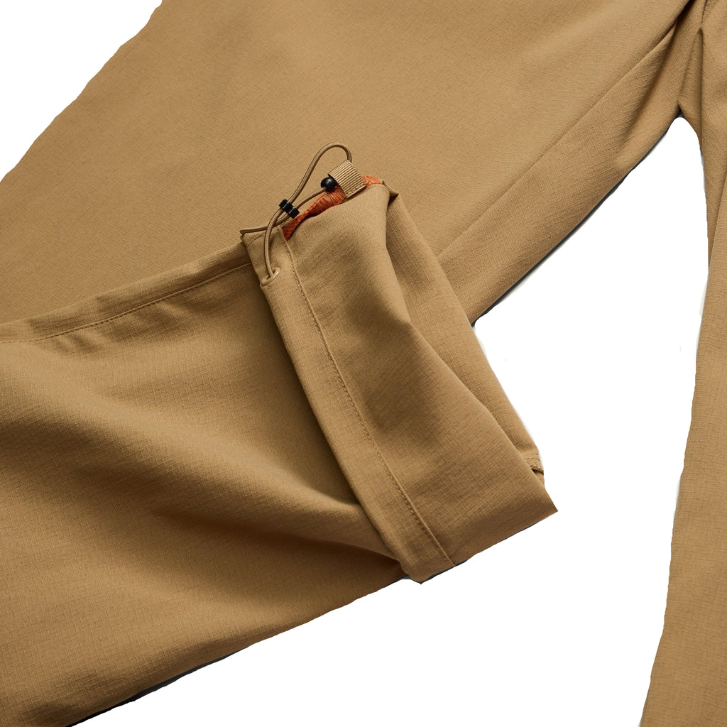 Detail of Howler Brothers Electrolight Tech Pants in Deep Khaki