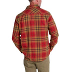 Back view of Howler Brothers Harker’s Flannel in Kempton Plaid: Brick