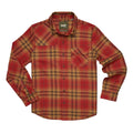 Front view of Howler Brothers Harker’s Flannel in Kempton Plaid: Brick