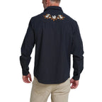 Howler Brothers Men's Crosscut Deluxe Longsleeve in Orange Blossoms Antique Black back view