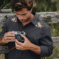 Men's Howler Brothers Crosscut Deluxe Longsleeve in Orange Blossoms Antique Black lifestyle view