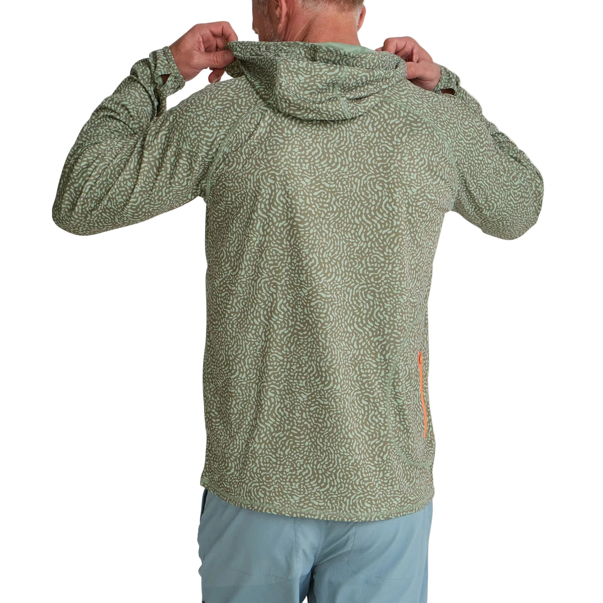 Howler Brothers Men's Loggerhead Hoodie in Pond Patterns / Mermaid, back view