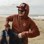 Howler Brothers Men's Palo Duro Fleece Hoodie in Mink Brown,  lifestyle view