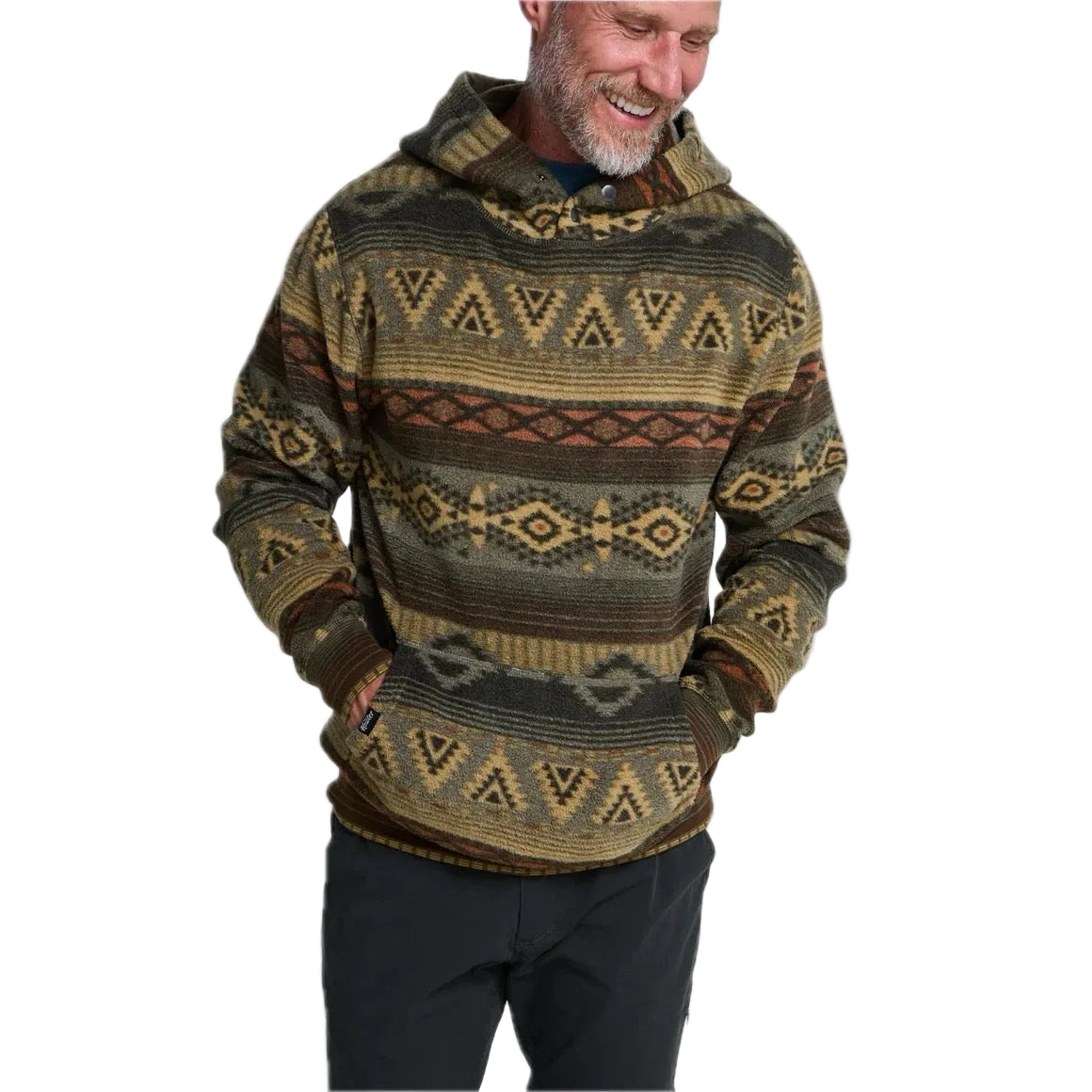 Howler Brothers Men's Tajima Hoodie in Canyon Codes Capers model front view