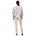 Back view of the Indyeva Nuvem Short Sleeve Top in Haze showing the relaxed silhouette, drop shoulders, and flowy design.