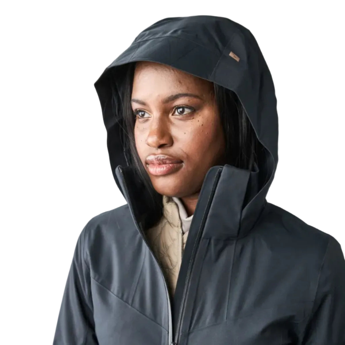 Indyeva Women's Kisa III Rain Jacket in Black with adjustable hood detail