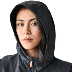 Detail view of the hood on the Indyeva Women’s Linoa Tunic in Black