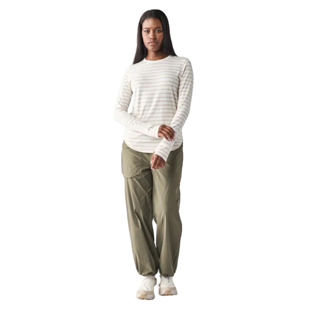 Front view of the Indyeva Women’s Novara III Top in Breeze/Ponce Stripe