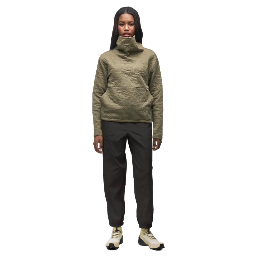 Front view of the Indyeva Women’s Relevo Top in Deepmoss