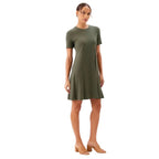 Karen Kane A-Line Short Sleeve Dress Olive front view