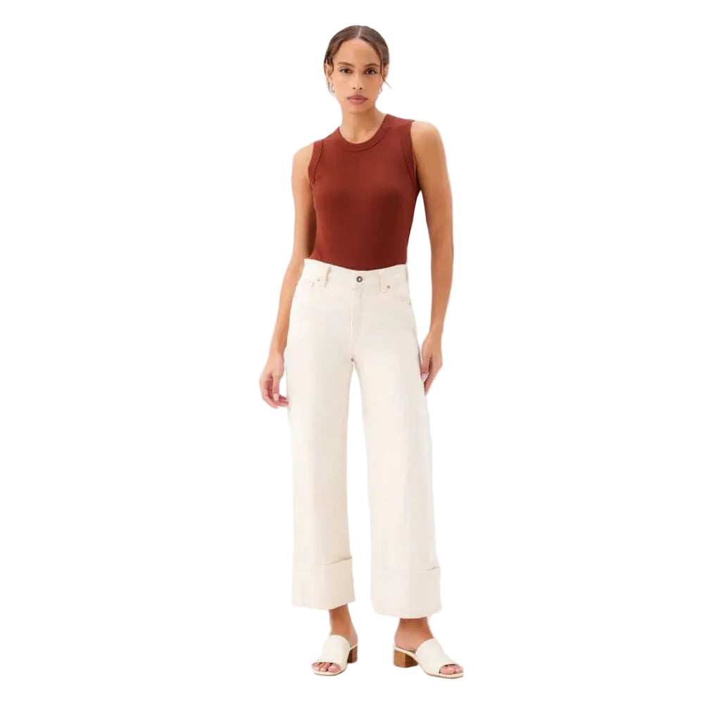 Karen Kane Cuffed Crop Jean Natural front view