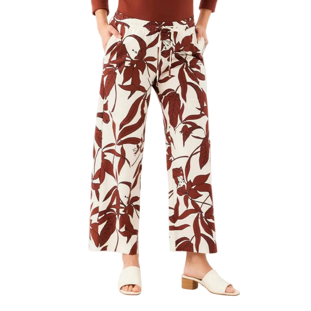Karen Kane Drawstring Ankle Pant Coco Bloom Print front view