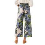 Karen Kane Drawstring Ankle Pant in Island Palms print back view