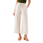 Karen Kane Drawstring Linen Pant Oatmeal front view