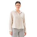 Karen Kane Linen Button Up Shirt Oatmeal front view