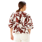 Karen Kane Puff Sleeve Button-Front Top Coco Bloom Print back view