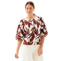 Karen Kane Puff Sleeve Button-Front Top Coco Bloom Print front view
