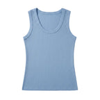Karen Kane Rib Scoop Neck Tank Chambray front view