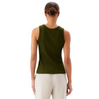 Karen Kane Rib Scoop Neck Tank olive back view
