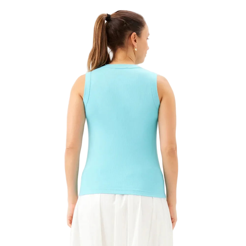 Karen Kane Ribbed Crewneck Tank Aqua back view