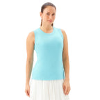 Karen Kane Ribbed Crewneck Tank Aqua front view