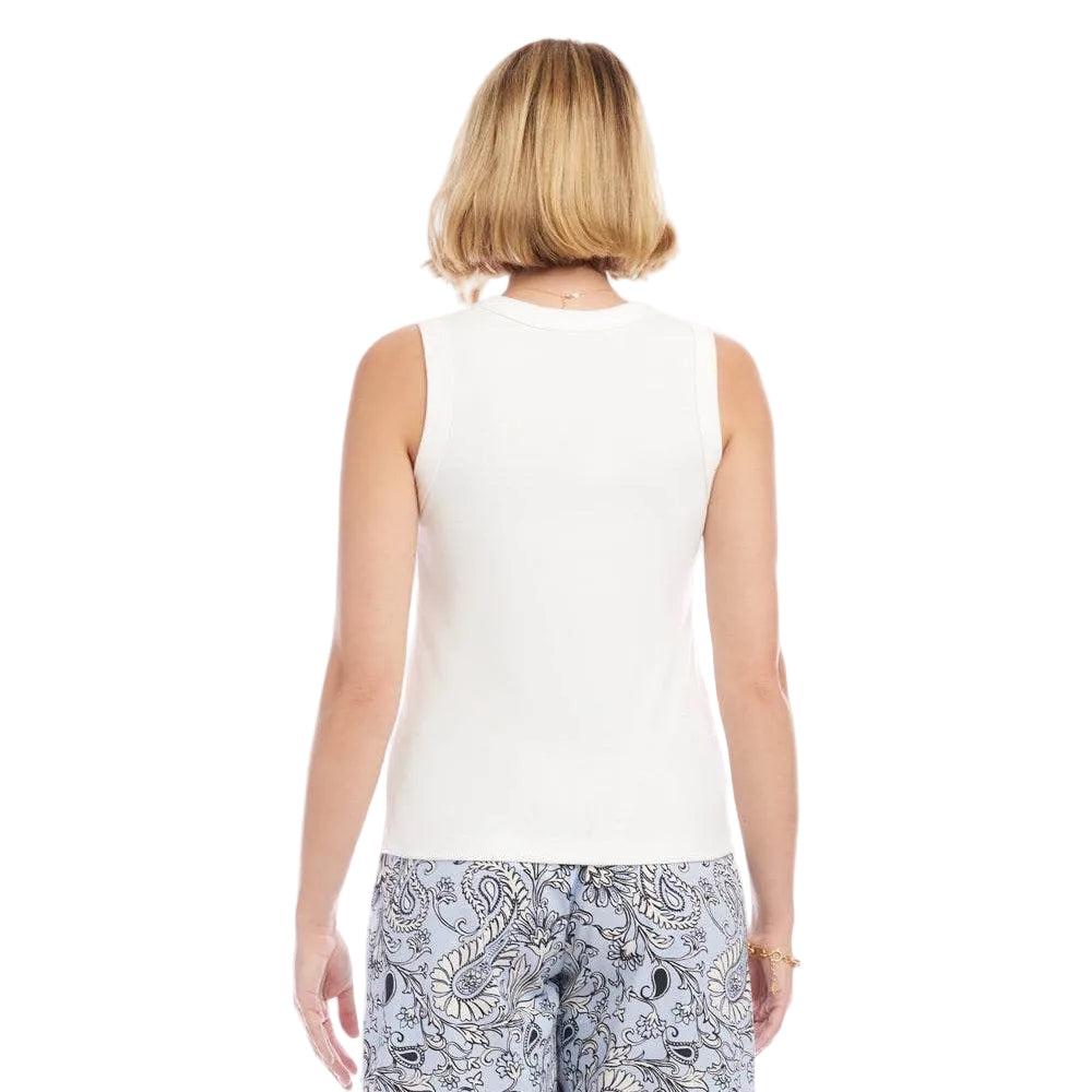 Karen Kane Ribbed Crewneck Tank Cream back view